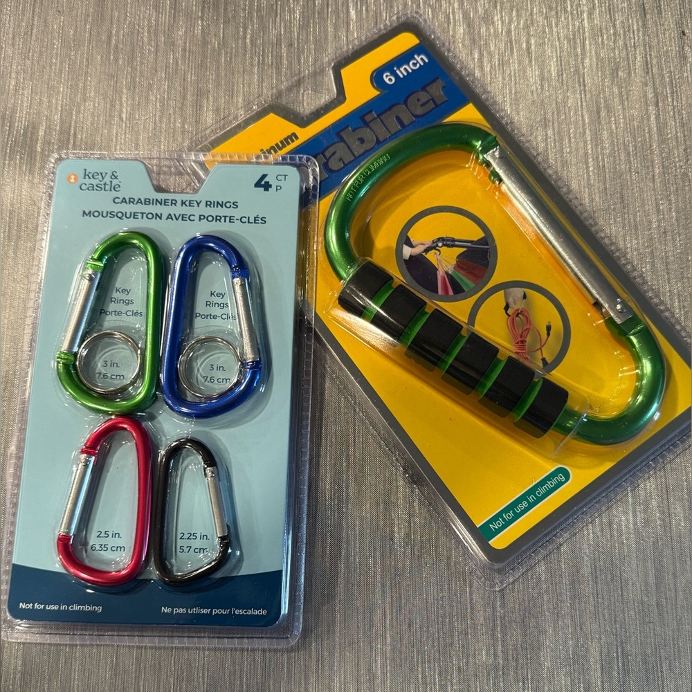 Carabiner Key Rings Set - Green, Blue, Red, Black